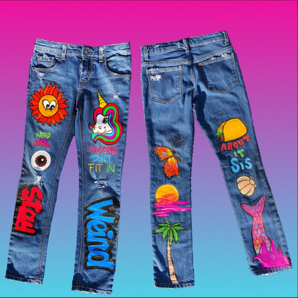 Girl Jeans. Custom Painted Old Navy